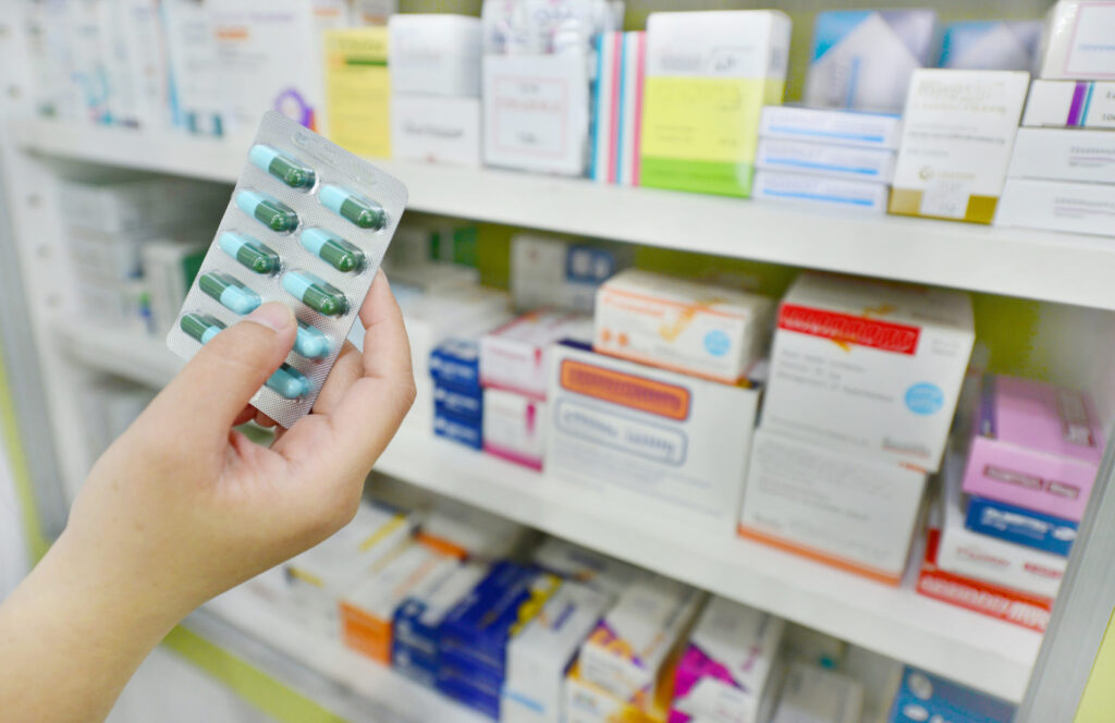 sheet of medicine in a pharmacy
